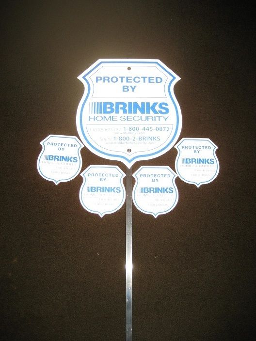 Brinks Home Security Yard Alarm Sign w 4 Stickers