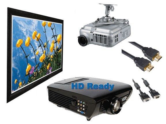 Pcs 1080i Projector Home Theater Bundle 106 Fixed Screen