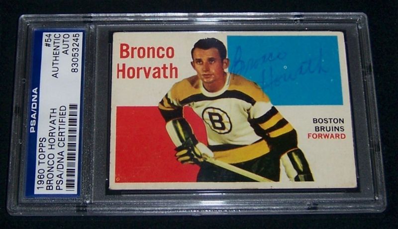 1960 61 Topps Bronco Horvath 54 PSA DNA Auto Bruins