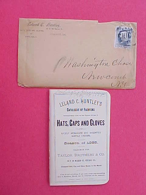 Illinois Chicago 1885 Leland Huntley Hat Gloves Ad Cover Great Catalog