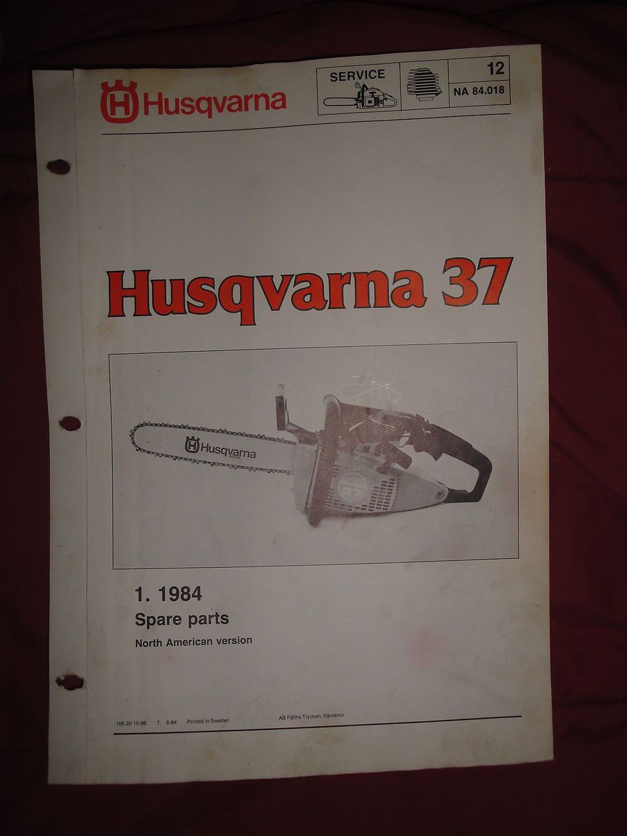1984 Husqvarna Chain Saw Model 37 Spare Parts Manual List North