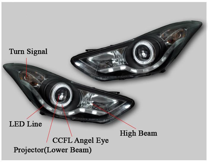 Hyundai 2011 2012 Elantra LED Projection Head Light Lamp Assy Complete