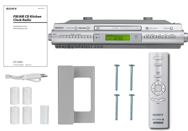 Sony ICF CDK50 Under Counter Kitchen Clock Radio CD FM