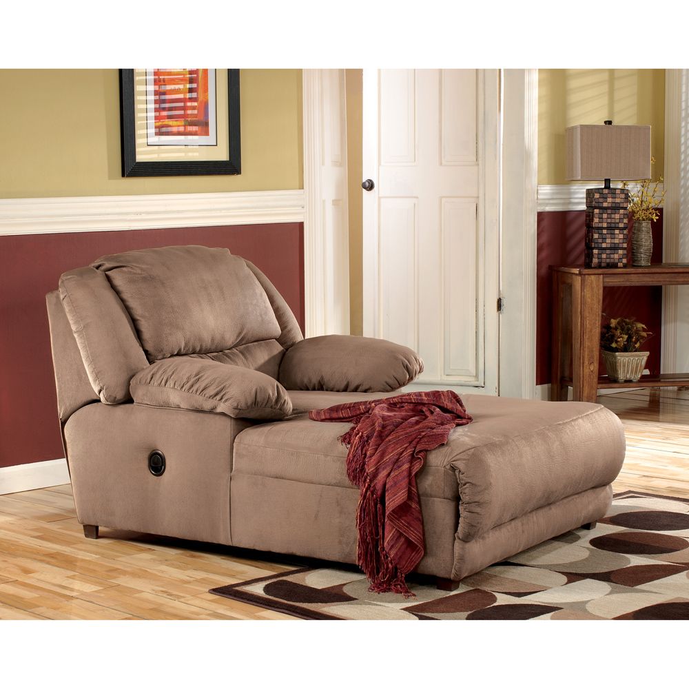 Ashley Duraplush Pressback 2 Arm Chaise Mocha 1960304