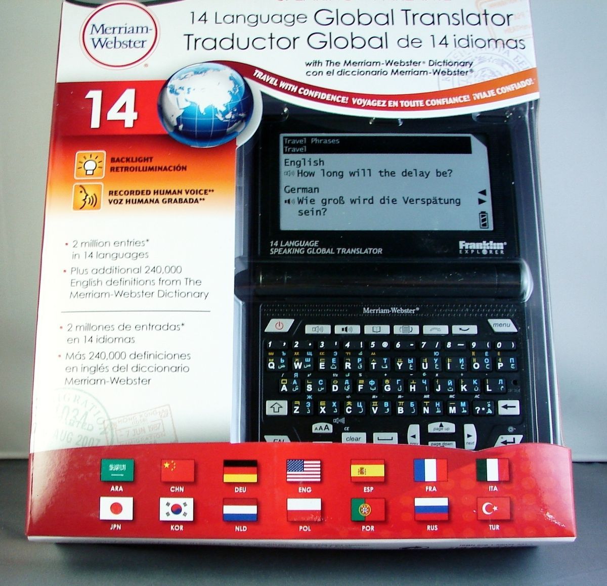  Franklin 12 Language European Translator FR-TJS12