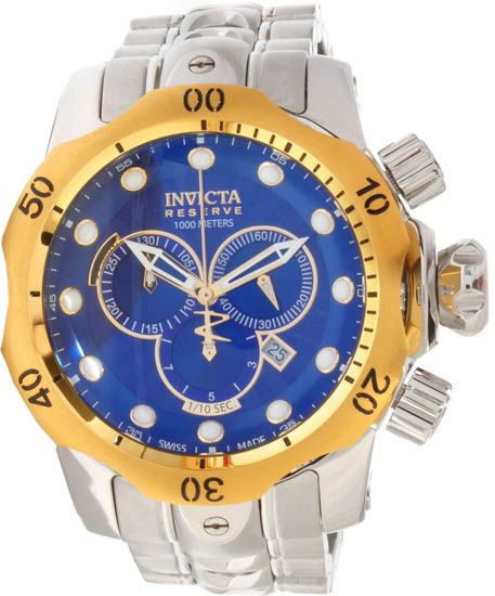 Invicta Reserve 10789 Venom Blue Dial Gold Bezel Bracelet Chronograph