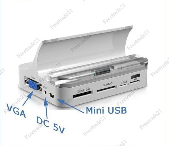  USB Hub HDMI VGA + AV Charge Sync Docking Dock for iPad 1 / 2 iphone