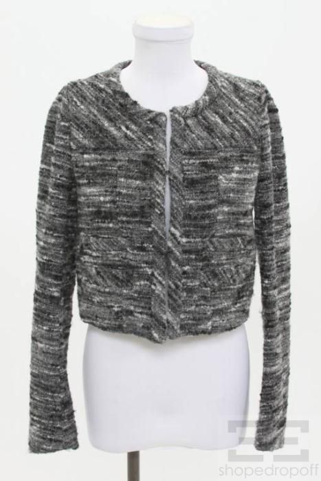 Isabel Marant Grey Black Wool Cropped Jacket Size 1