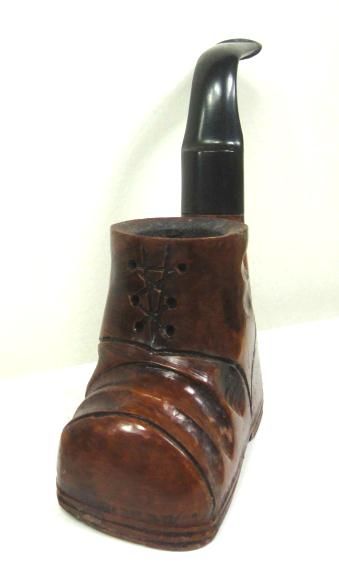 vintage Big Shoe Boot Carved Italian Briar Wood Pipe Figural