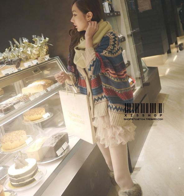 USD J41 Women Korean Chic Cape Sweater Cardigan Cape Multi Color