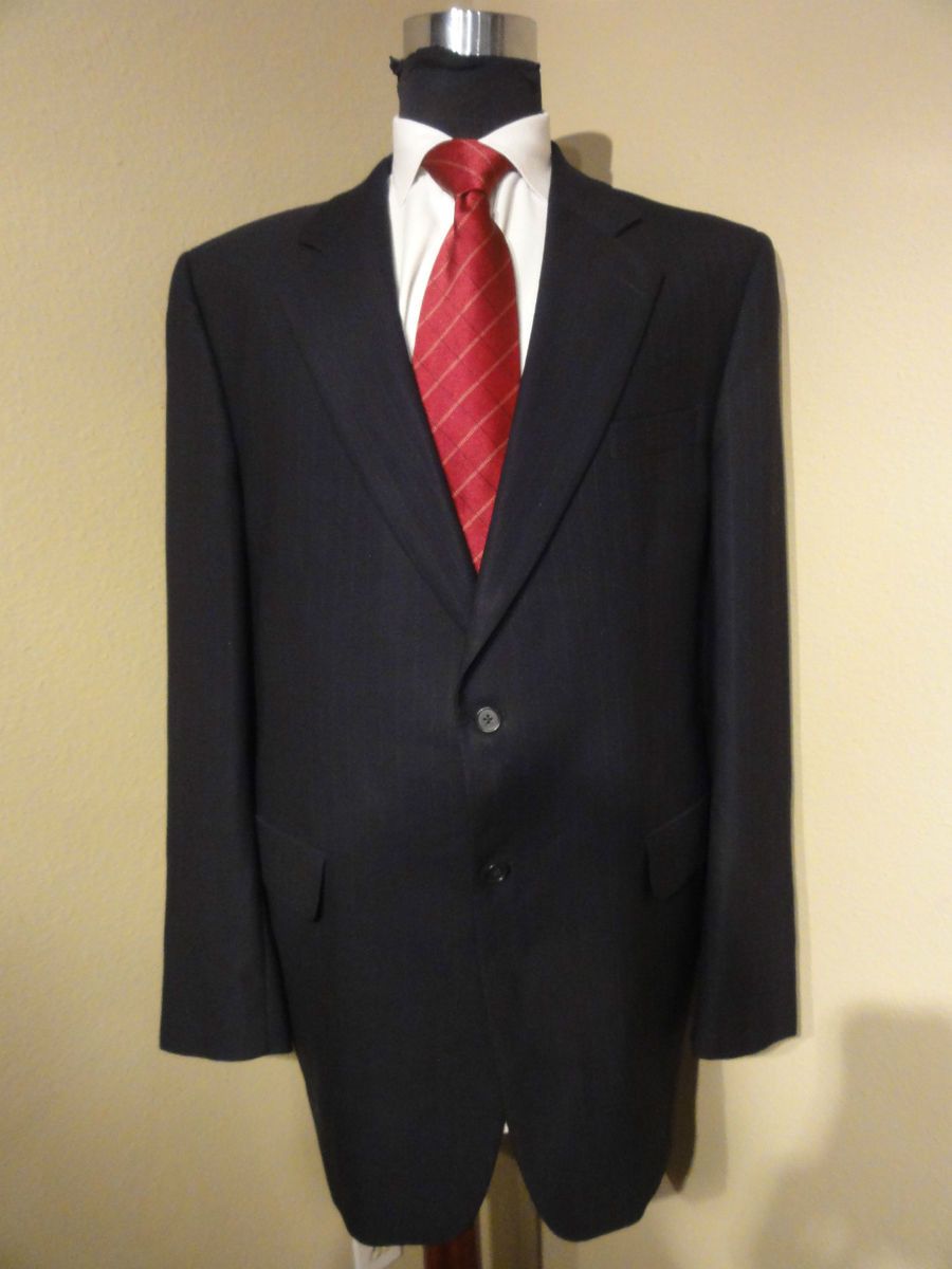 JACK VICTOR BLAZER sz 48L Big and Tall Sport Coat Navy with Pinstripes