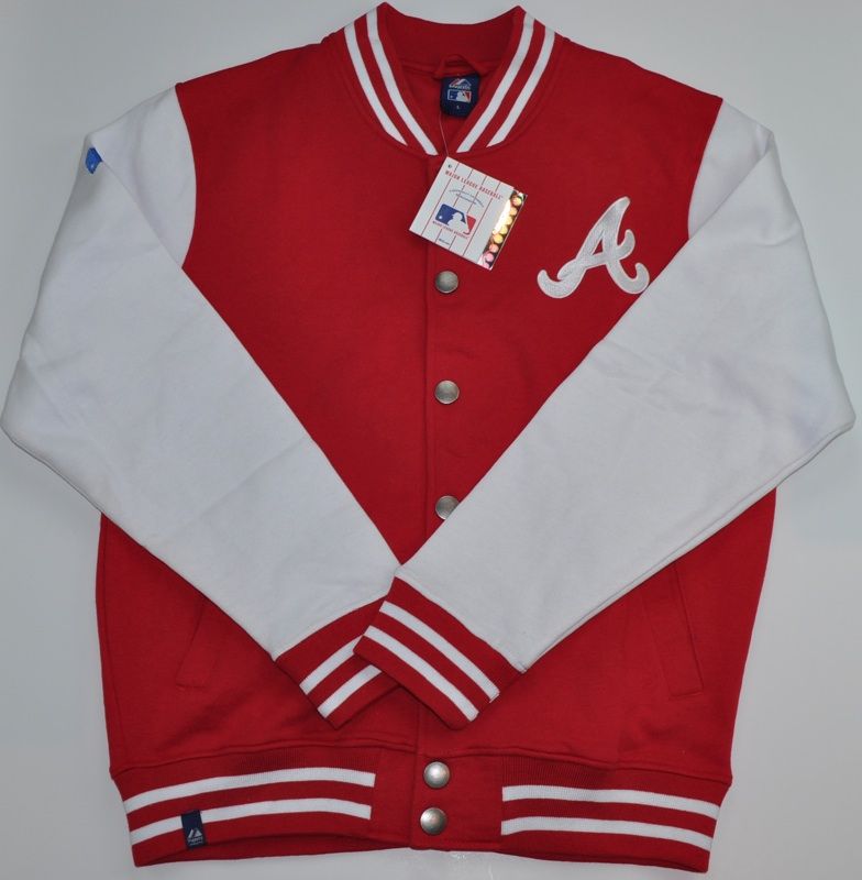  Athletic MLB Baseball Atlanta Braves Jersey Letterman Jacket Red