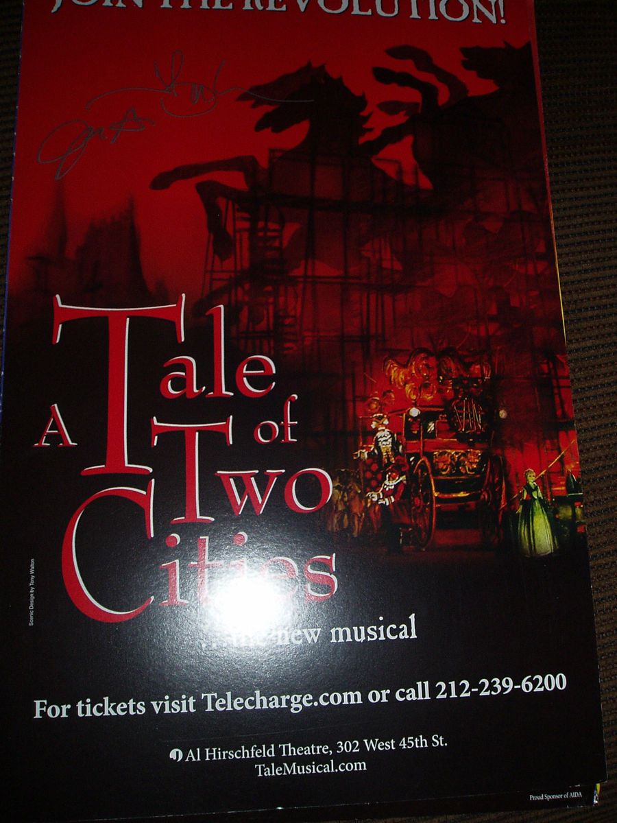  of Two Cities Signed Poster Window Card Broadway James Barbour