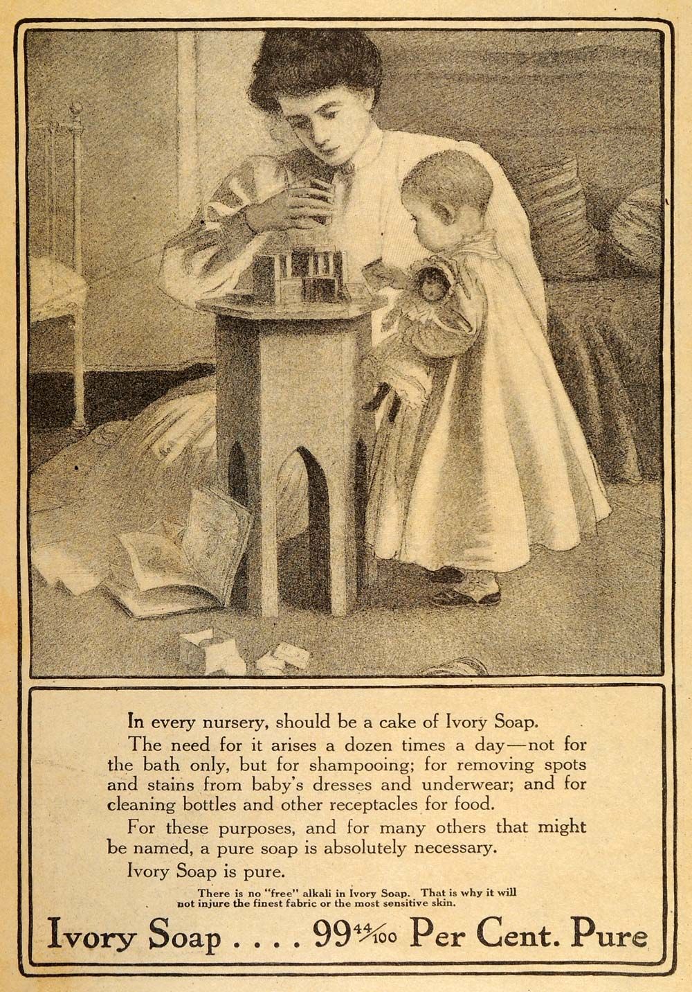 1911 Vintage Ad Ivory Soap Child Girl Toddler Mother   ORIGINAL