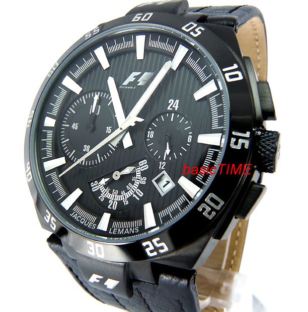 Jacques LeMans Formula 1 Chrono Dual Time 43mm F 5044G