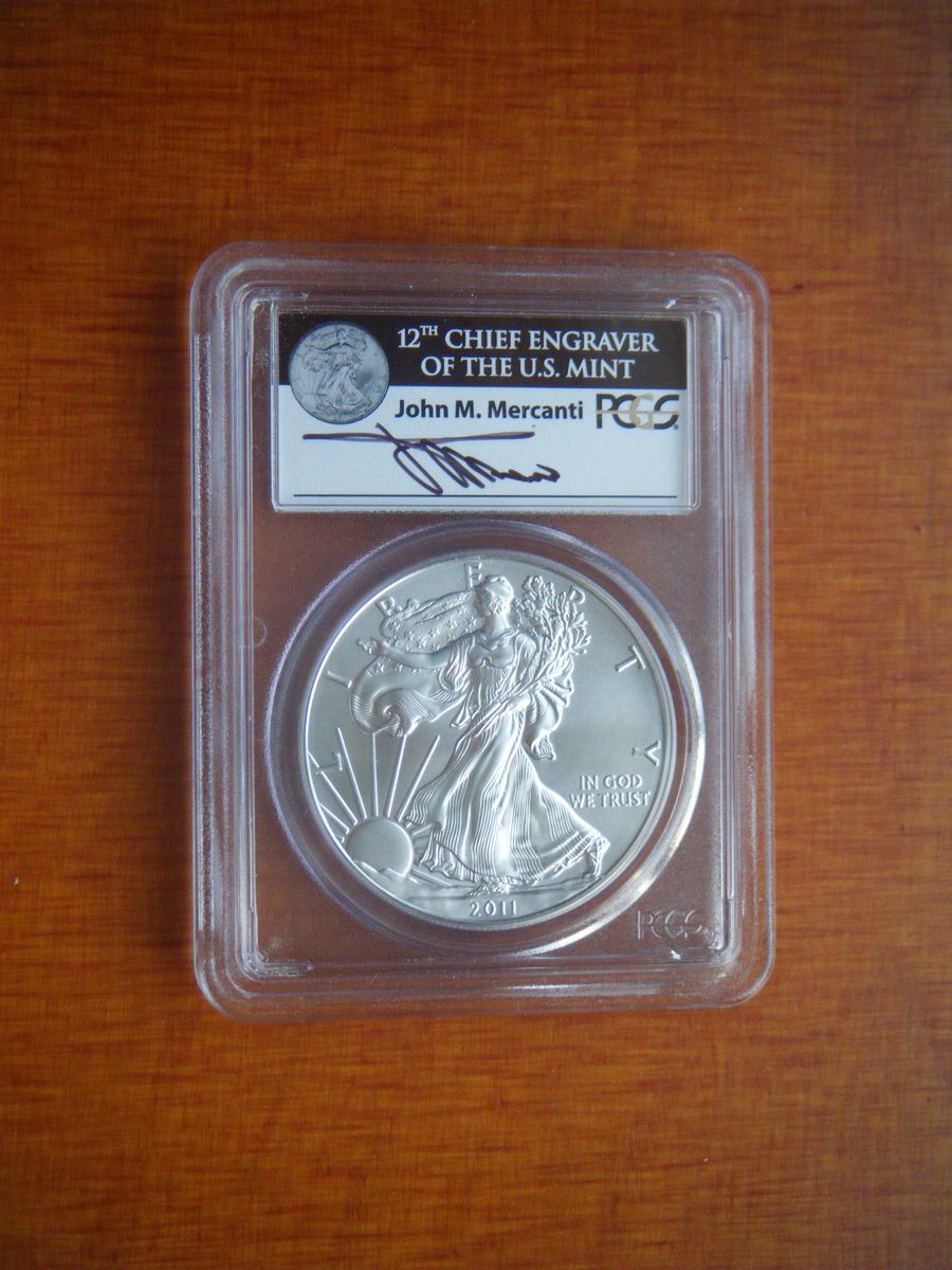 2011 W SILVER EAGLE PCGS MS69 MERCANTI FIRST STRIKES 25TH ANNIVERSARY