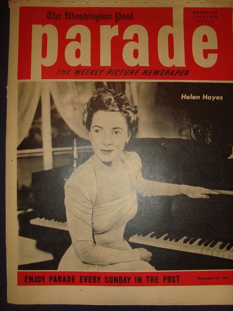  PARADE MAGAZINE HELEN HAYES JANE RUSSELL SAM RENICK 16 NOVEMBER 1941