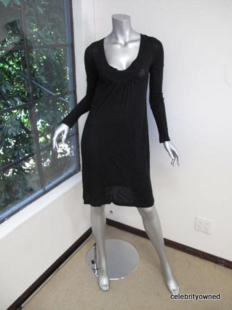 James Perse Black Long Sleeve Scoop Neck Dress 2