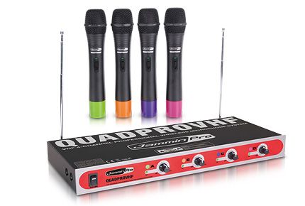 JAMMIN PRO ****QUAD***PRO***VHF**** WIRELESS MICROPHONE SYSTEM KARAOKE