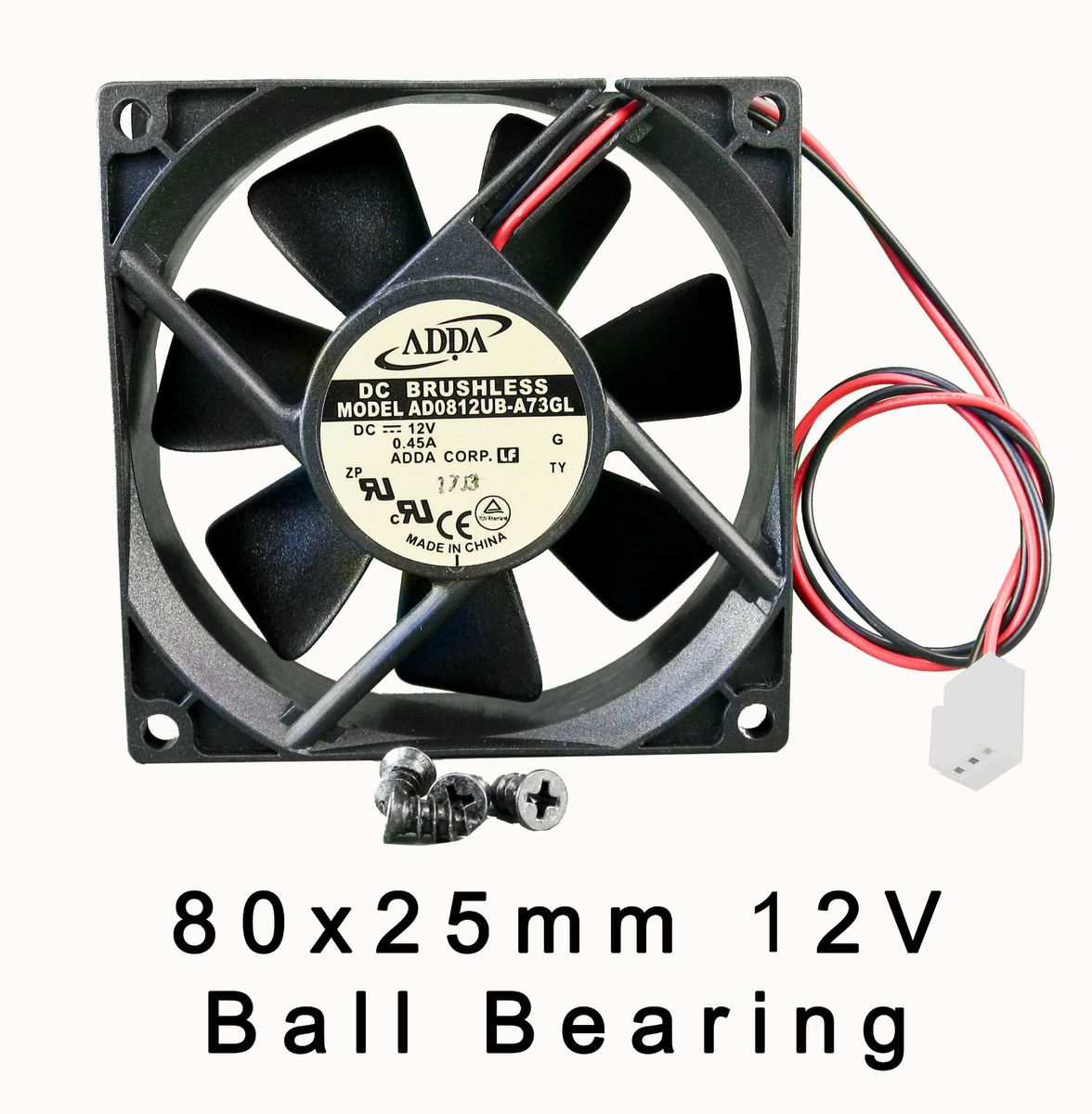 80mm 25mm New Case Fan 12V DC 46CFM PC CPU Computer Cooling Ball Brg 2