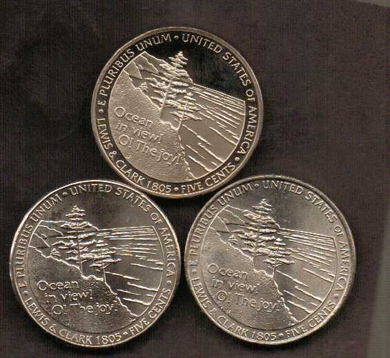 2005 PDS PACIFIC LEWIS CLARK EXPEDITION JEFFERSON NICKEL 3 COIN YEAR