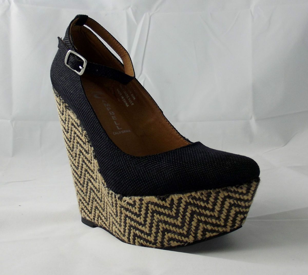 Jeffrey Campbell Pizan Black Fabric Rope Weave Wedge