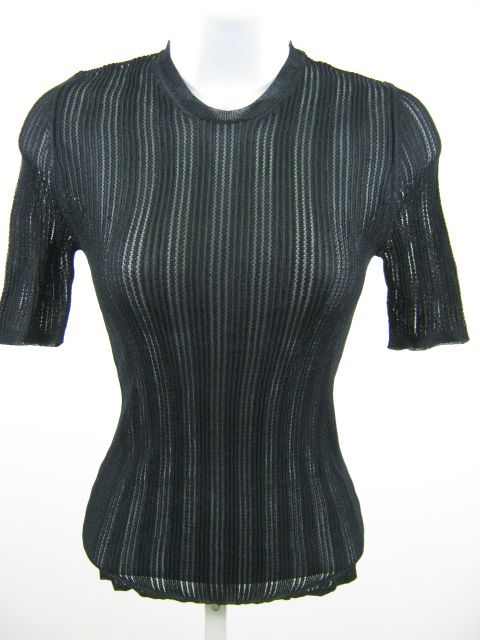 Jil Sander Navy Short Sleeve Knit Shirt Top Sz 34