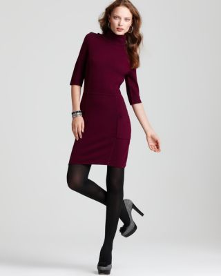 BCBG Maxazria NEW Mirabelle Purple 3 4 Sleeves Turtleneck Sweaterdress