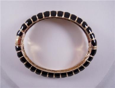 Kenneth Jay Lane Black Enamel Ribbed Bracelet