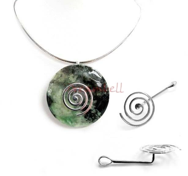 Sterling Silver Donut Holder Swirl Pendant Bail Clasp