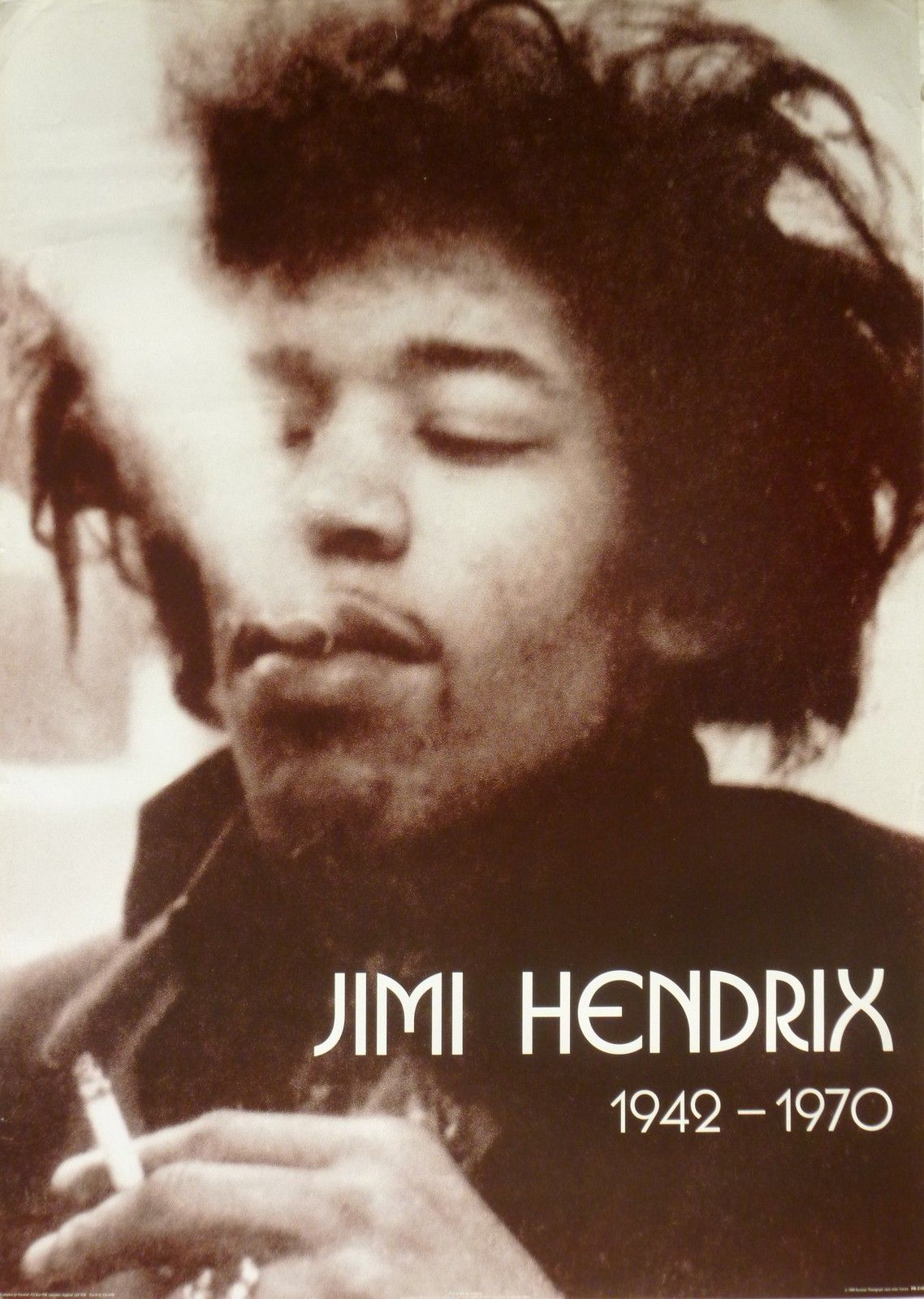 Jimi Hendrix Jimi Smoking 1942 1970 U K Commercial Poster Acid Rock