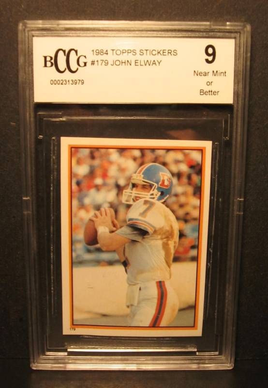 John Elway BCCG 9 1984 Topps 179 Rookie RC Sticker Card BGS Denver