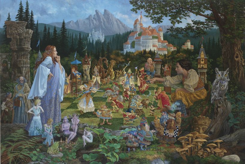 James Christensen CHESS MATCH MusemEdition Canvas Giclee 40 40  