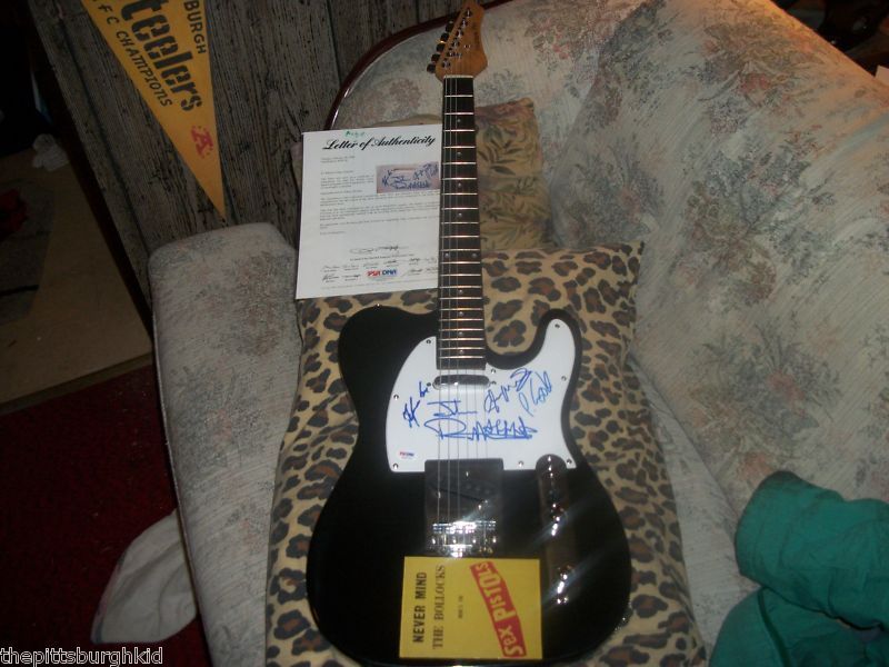 Sex Pistols Guitar Signed Johnny Rotten x 4 Whole Band PSA DNA JSA GAI  