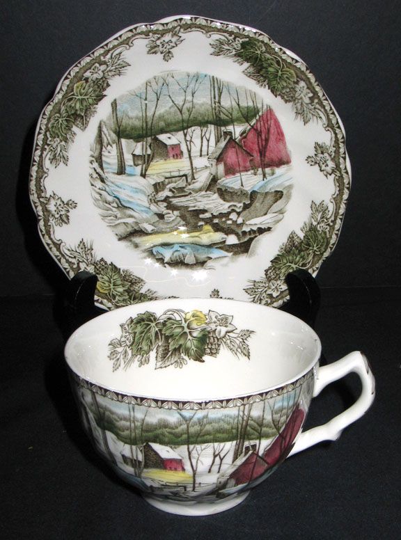 Johnson Bros Friendly Village Ice House Cup Saucer Set  