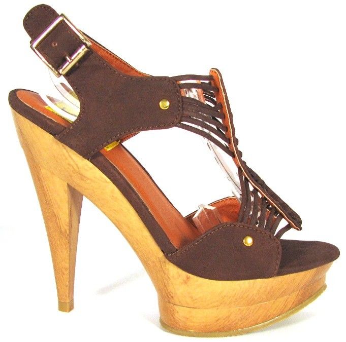 Fahrenheit Jolin 03 Brown Platform Stiletto Sandal  