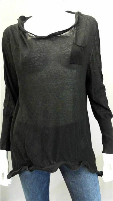 Jonathan Simkhai L S Wire Tee Misses M Long Sleeve Shirt Top Black Solid Blouse  