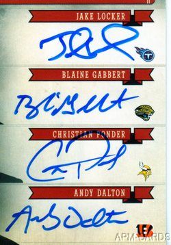 Jake Locker AJ Green Jones Ponder Andy Dalton National Treasures Pen Pals 8 Auto  