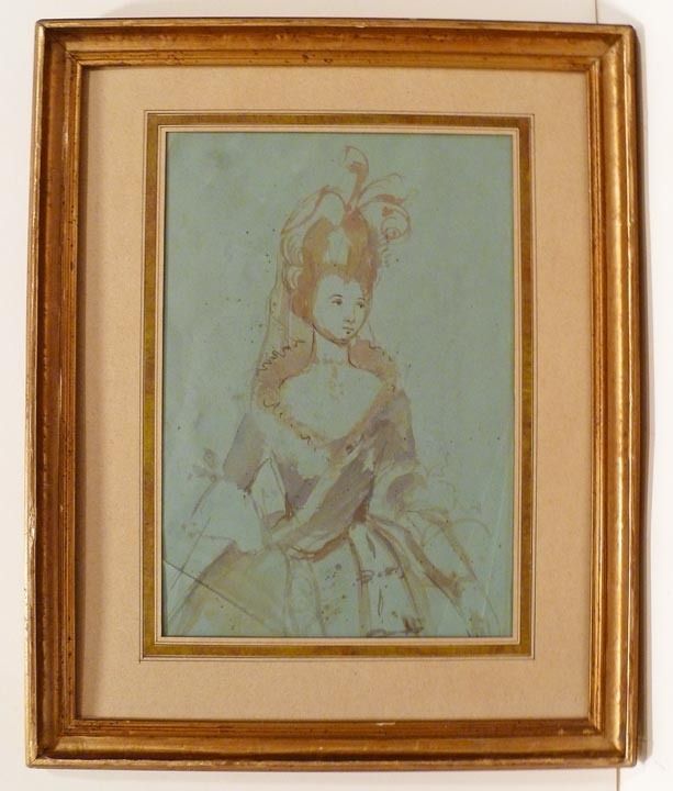 JULIAN LEOPOLD BOILLY C1850   ORIGINAL GOUACHE Mademoiselle Avec