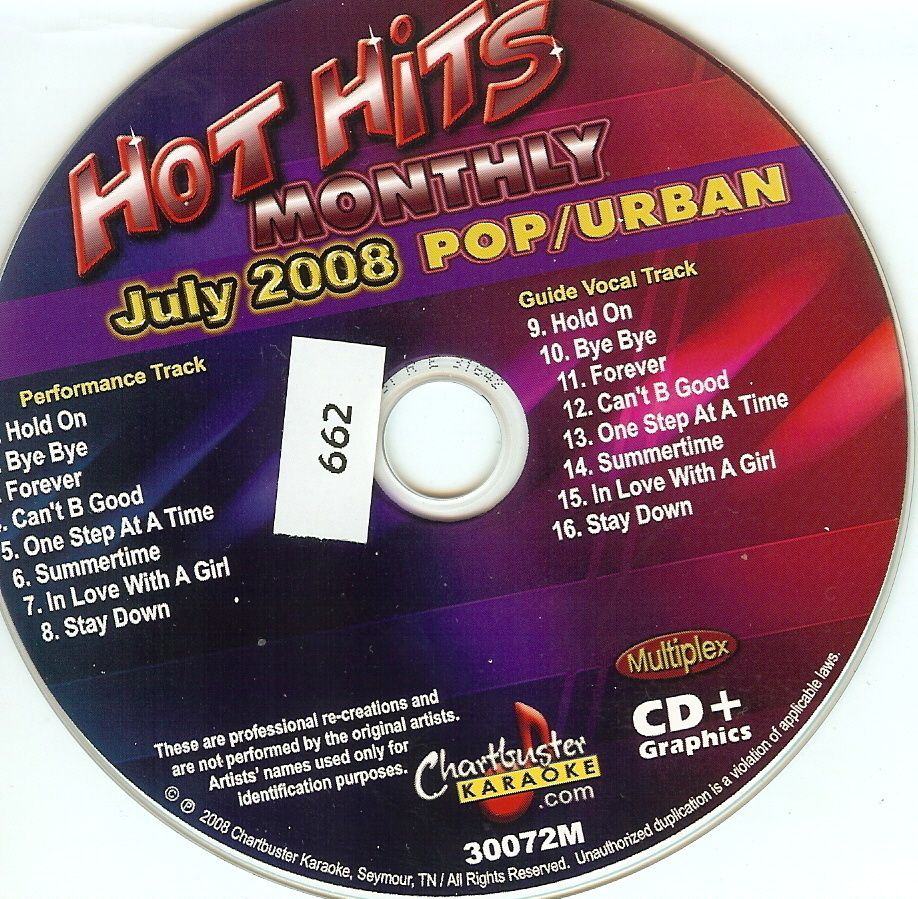 662) Karaoke CDG   Chartbuster   Pop / Urban Hits   Jul 2008