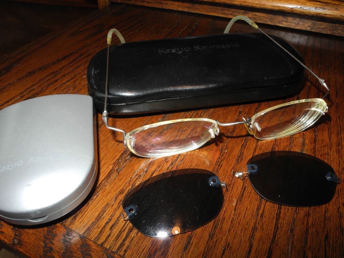 Kazuo Kawasaki Rimless Titanium Eyeglasses FULLKIT w/ sun glasses,2