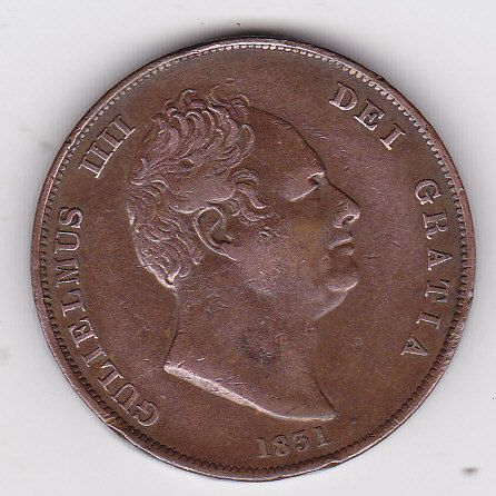 1831 GREAT BRITAIN KING WILLIAM IV 1 ONE PENNY BRITISH COIN SCARCE
