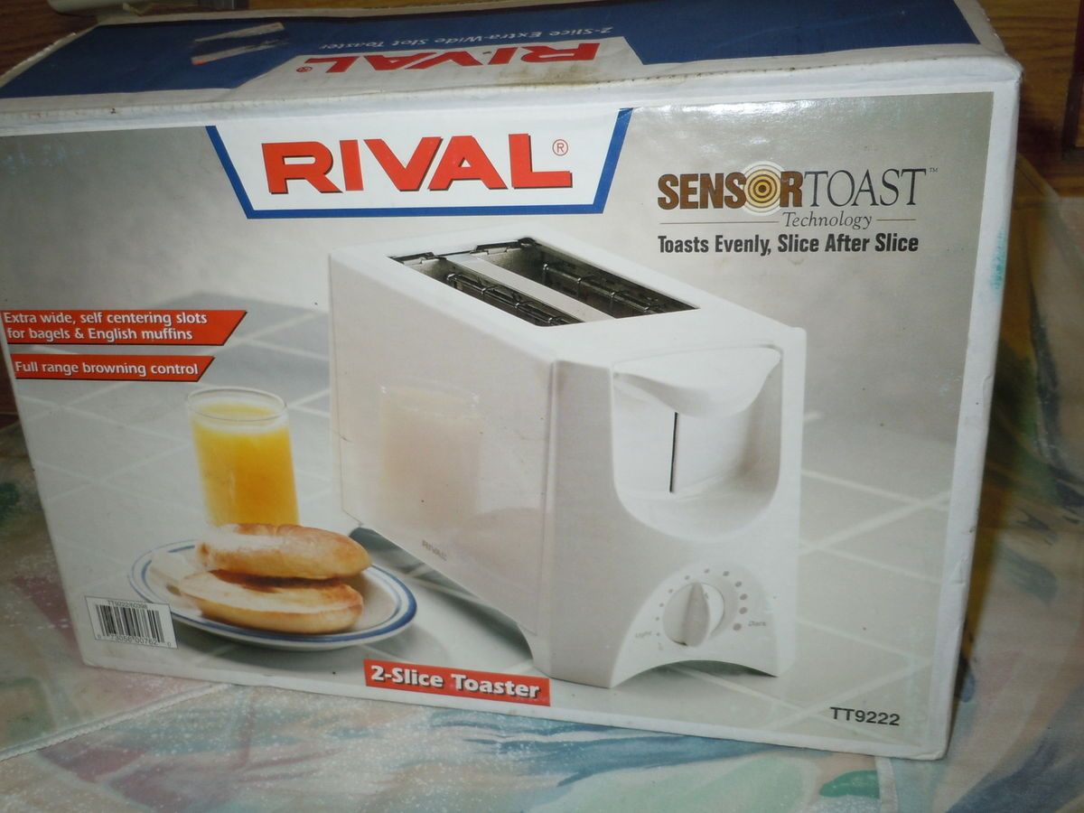 Rival 2 Slice Toaster White Sensor Toast Kitchen Appliances
