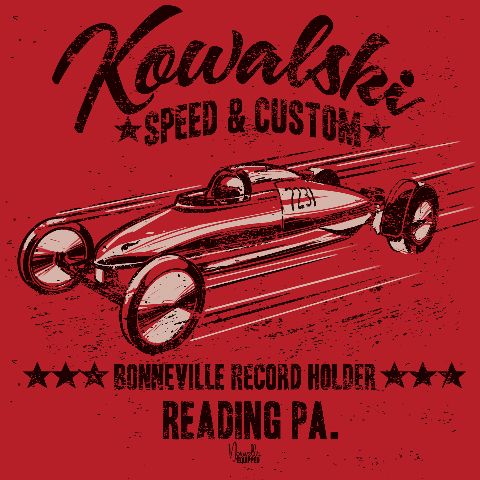 Kowalski Speed and Custom T Shirt Norwell Equipped Bonneville Record