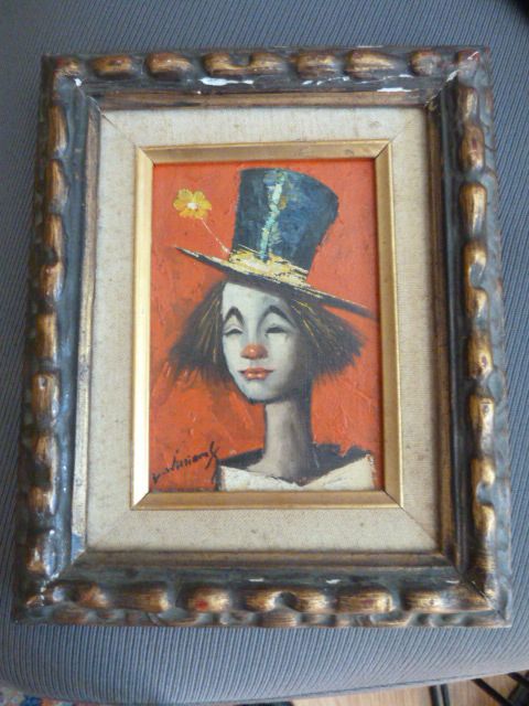 Williams Listed Artist ClownOil Painting Artist Signed