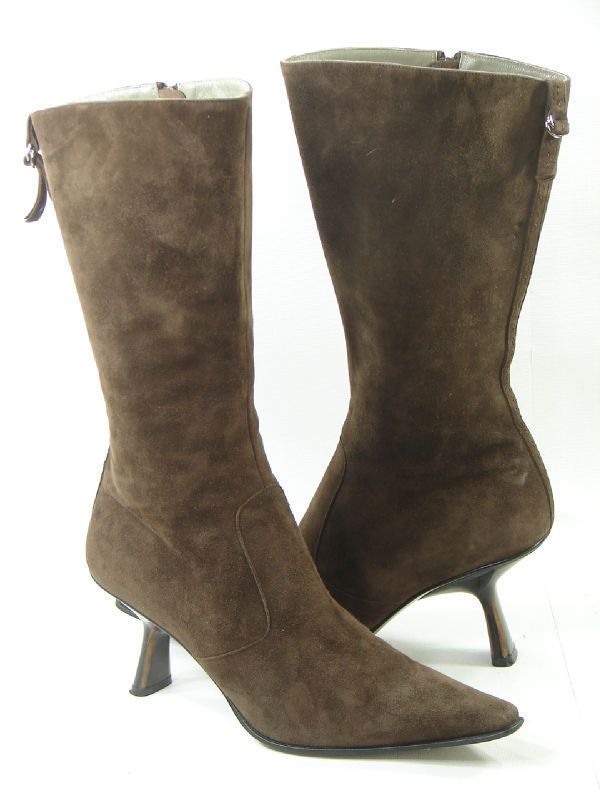 Autre Chose Brown Suede Mid Calf Boots Back Zipper 8 5 M $499