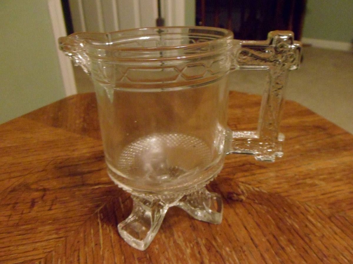 EAPG LaBelle Glass Co Crystal Glass Queen Ann aka Bearded Man Creamer