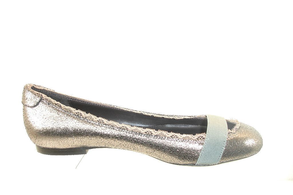 Laura Brandon Womens Fizz Silver Flat Ballet 