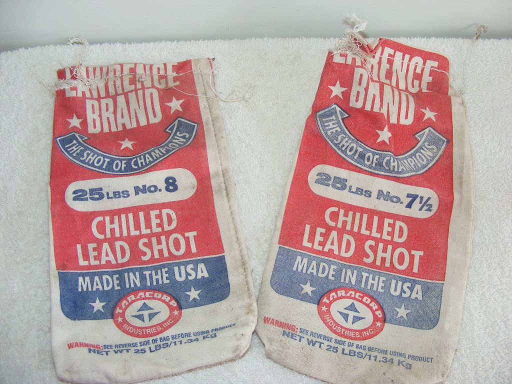 Lawrence Brand Chilled Lead Shot Bags 25 lbs No 8 7 1 2 Empty