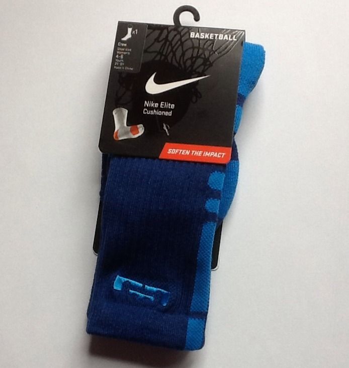 Nike Lebron James Elite Socks Small 4 6 Youth 3Y 5Y Blue